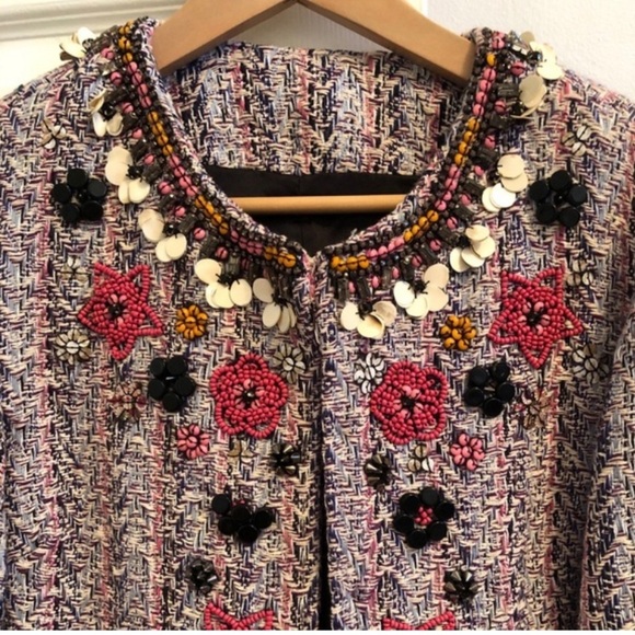 COPY - NWT Summer of Love Embellished Tweed Cardigan Jacket M Pink Floral Boho … - Picture 5 of 11